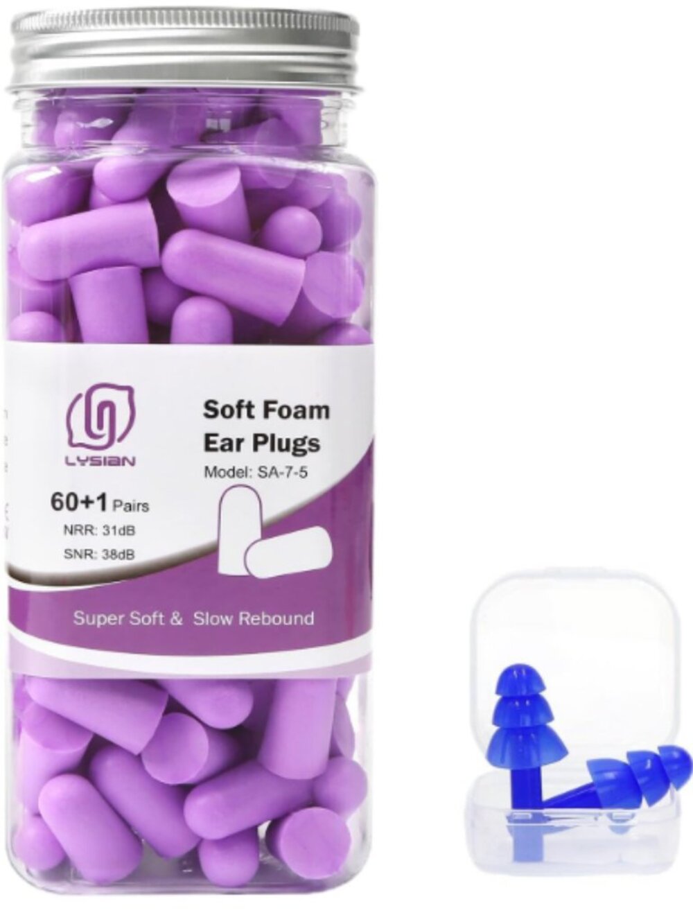 Premium Soft Foam Ear Plugs 60 + 1 pairs